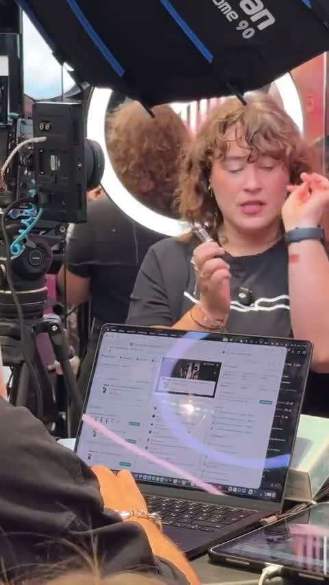 Products and camera during the show